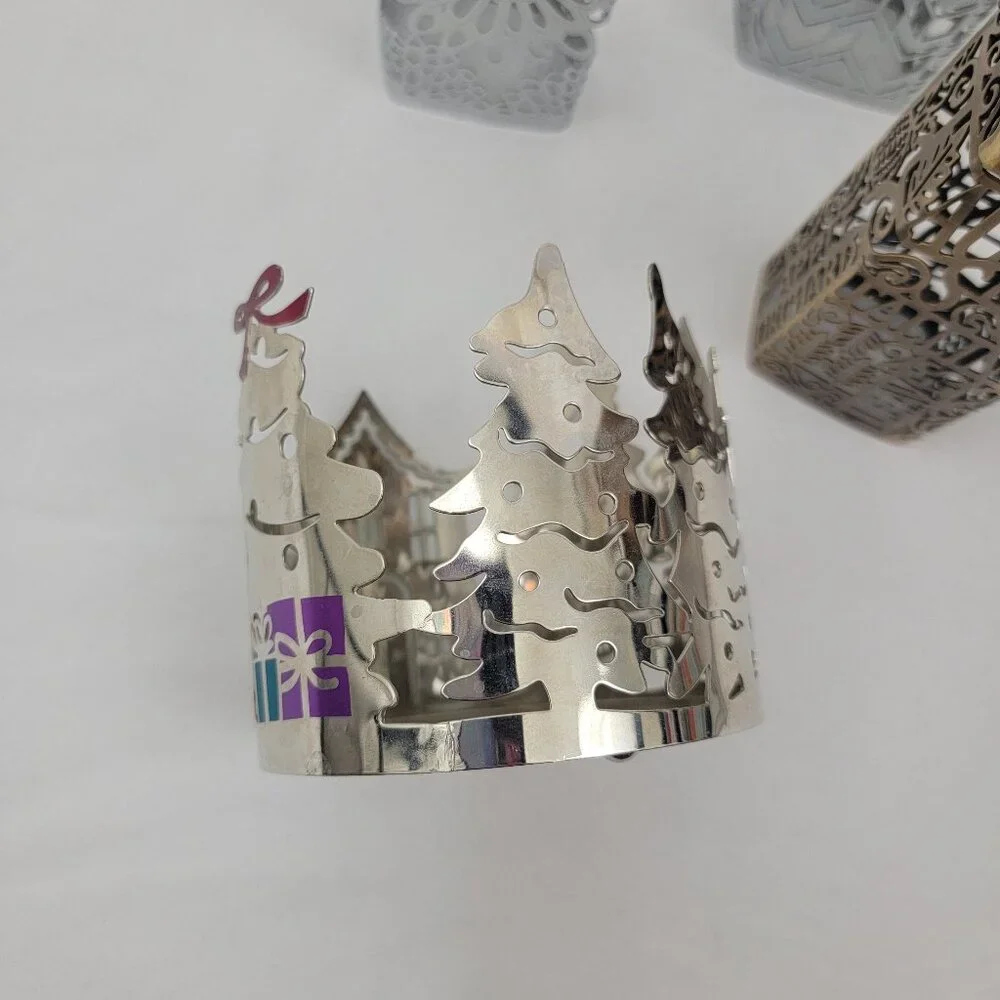 BATH & BODY WORKS 3 Wick Candle Holder Pedestal Soap Holder Silver Bronze 5 Pcs - Picture 15 of 15